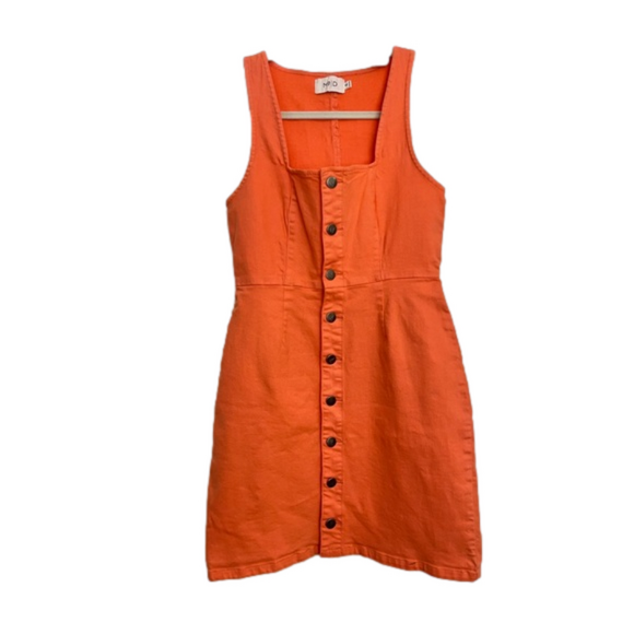 Orange Button-Down Mini Dress - Picture 1 of 4